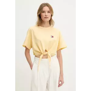 Tommy Jeans tricou din bumbac culoarea galben, DW0DW20321 imagine