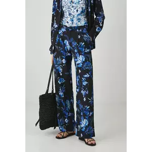 Medicine pantaloni din amestec de in culoarea negru, lat, medium waist imagine