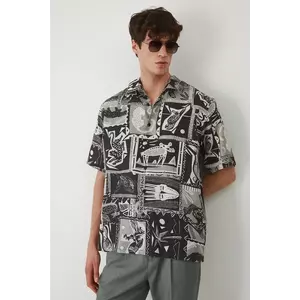 Medicine camasa barbati, culoarea negru, relaxed imagine