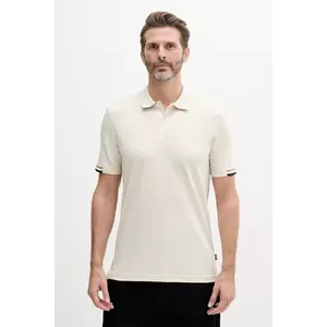 BOSS polo de bumbac culoarea alb, neted imagine