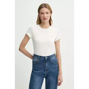 Tommy Jeans tricou din bumbac femei, culoarea alb, DW0DW20459 imagine