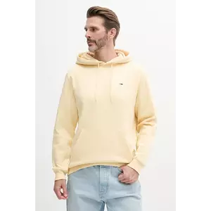 Tommy Jeans bluza barbati, culoarea galben, cu glugă, neted, DM0DM20742 imagine