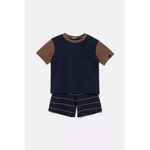 United Colors of Benetton set de pijama de bumbac pentru copii 2-pack culoarea bleumarin, cu imprimeu, 30960P08R imagine