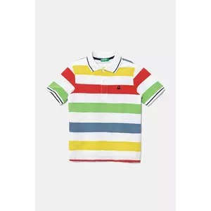 United Colors of Benetton tricouri polo din bumbac pentru copii culoarea alb, cu imprimeu, 39QAC301T imagine