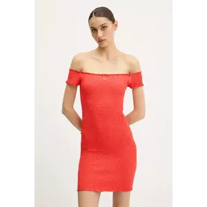 Tommy Jeans rochie culoarea portocaliu, mini, mulată, DW0DW20298 imagine