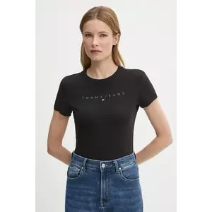 Tommy Jeans tricou din bumbac femei, culoarea negru, DW0DW20315 imagine