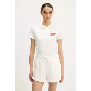 Tommy Jeans tricou din bumbac femei, culoarea alb, DW0DW21338 imagine