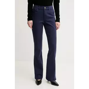 Sisley pantaloni femei, culoarea bleumarin, drept, high waist, 49MALF05G imagine