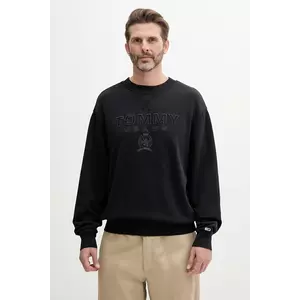 Tommy Jeans hanorac de bumbac barbati, culoarea negru, cu imprimeu, DM0DM20827 imagine