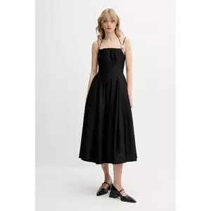 Stine Goya rochie culoarea negru, midi, evazată, SG-SS25-D092-2349 imagine