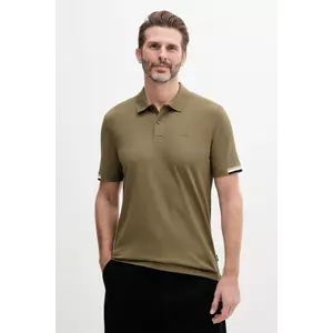 BOSS polo de bumbac culoarea verde, neted imagine