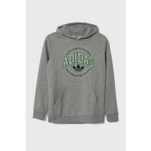 adidas Originals bluza copii culoarea gri, cu glugă, melanj imagine