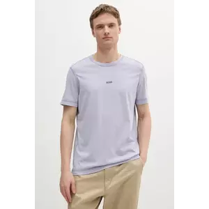 BOSS Orange tricou din bumbac BOSS ORANGE barbati, culoarea violet, neted, 50502173 imagine