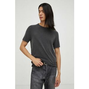 American Vintage tricou din bumbac culoarea gri, neted imagine