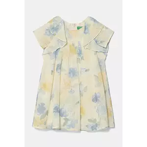 United Colors of Benetton rochie din bumbac pentru copii culoarea bej, mini, evazată, 4HYUGV02B imagine