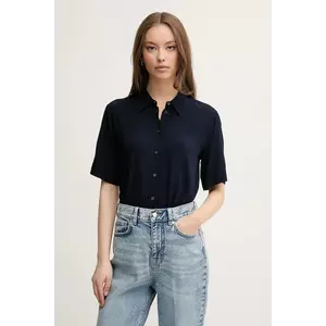 United Colors of Benetton cămașă femei, culoarea bleumarin, cu guler clasic, regular, 5WPWDQ0B1 imagine