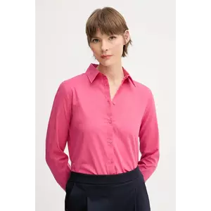 United Colors of Benetton cămașă din bumbac femei, culoarea roz, cu guler clasic, regular, 5WPQDQ0AX imagine