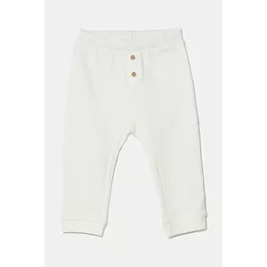 United Colors of Benetton pantaloni din bumbac pentru bebeluși culoarea alb, uni, 3X3MAF027 imagine