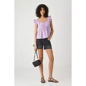 Medicine pantaloni scurti jeans culoarea negru, neted, medium waist imagine