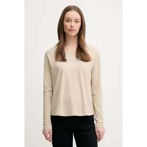 United Colors of Benetton longsleeve din bumbac culoarea bej, 3BVXD109G imagine