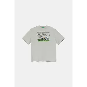 United Colors of Benetton tricou de bumbac pentru copii culoarea gri, neted, 35RYC10NC imagine
