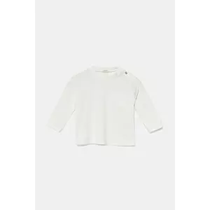 United Colors of Benetton longsleeve din bumbac pentru bebeluși culoarea alb, uni, 3X3MA105Y imagine