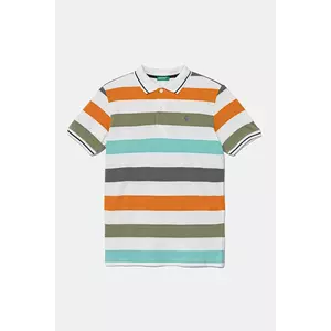 United Colors of Benetton tricouri polo din bumbac pentru copii culoarea portocaliu, cu imprimeu, 39QAC301T imagine