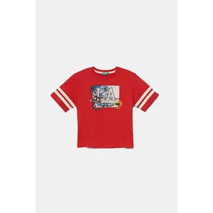 United Colors of Benetton tricou de bumbac pentru copii culoarea rosu, cu imprimeu, 3I1XG10IM imagine