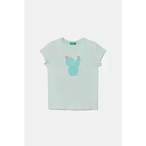 United Colors of Benetton tricou de bumbac pentru copii culoarea turcoaz, 3JERG10J3 imagine