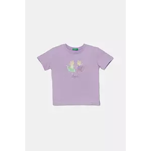 United Colors of Benetton tricou de bumbac pentru copii culoarea violet, 3I1XG10I4 imagine