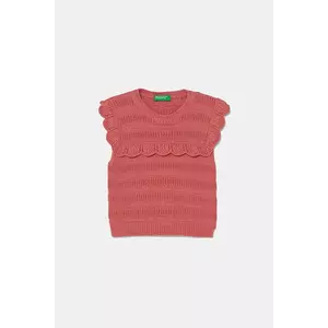 United Colors of Benetton vestă din bumbac pentru copii culoarea roz, 1077G100V imagine