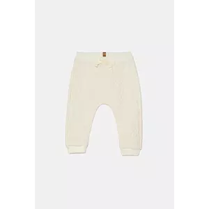 United Colors of Benetton pantaloni de trening pentru bebeluși culoarea bej, cu imprimeu, 3JEXAF02B imagine