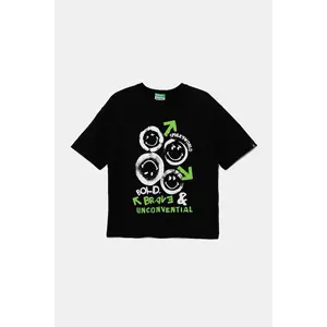 United Colors of Benetton tricou de bumbac pentru copii culoarea negru, cu imprimeu, 3I1XC10NR imagine