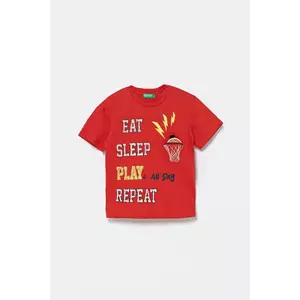 United Colors of Benetton tricou din bumbac culoarea rosu, cu imprimeu, 3I1XG10J6 imagine