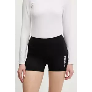 adidas TERREX pantaloni scurți culoarea negru, cu imprimeu, high waist, JF1261 imagine