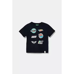 United Colors of Benetton tricou de bumbac pentru copii culoarea bleumarin, cu imprimeu, 3I1XG10I3 imagine