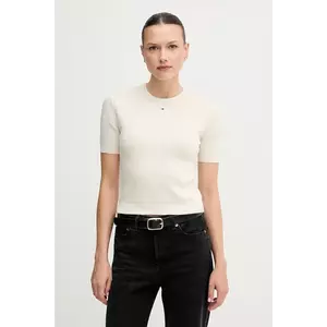 Tommy Jeans pulover de bumbac culoarea galben, light, DW0DW19336 imagine