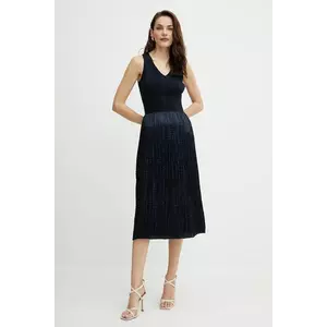 BOSS rochie culoarea bleumarin, midi, evazată, 50537736 imagine
