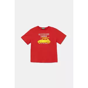 United Colors of Benetton tricou de bumbac pentru copii culoarea rosu, cu imprimeu, 3JERG10JQ imagine