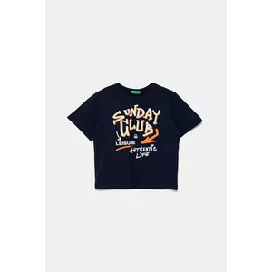 United Colors of Benetton tricou de bumbac pentru copii culoarea bleumarin, cu imprimeu, 3JERG10JQ imagine