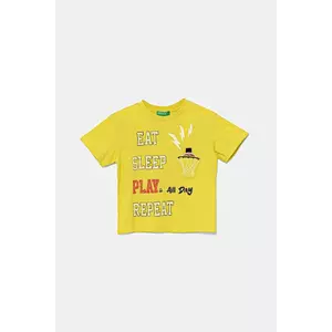 United Colors of Benetton tricou din bumbac culoarea galben, cu imprimeu, 3I1XG10J6 imagine