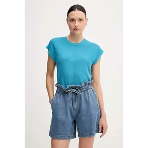 United Colors of Benetton vestă cu amestec de in culoarea verde, light imagine