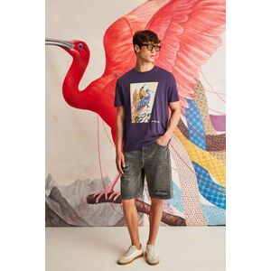 tricou din bumbac culoarea violet, cu imprimeu imagine