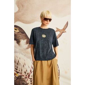 tricou din bumbac culoarea gri, cu turtleneck imagine