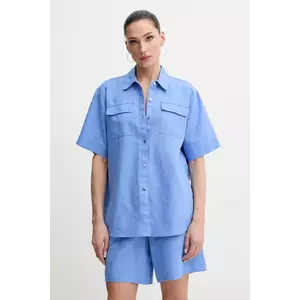 Karl Lagerfeld cămașă de in femei, cu guler clasic, relaxed, A2W11012 imagine