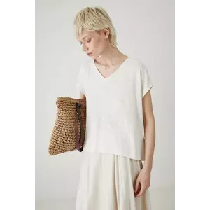 Medicine tricou de in femei, culoarea bej imagine