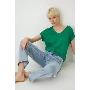 Medicine tricou de in femei, culoarea verde imagine