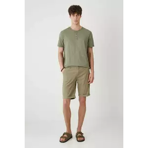 Medicine pantaloni scurți din amestec de in culoarea verde, melanj imagine