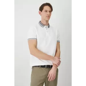 Medicine polo de bumbac barbati, culoarea alb, neted imagine