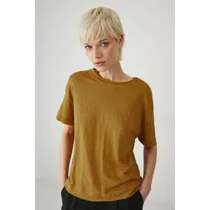 Medicine tricou de in femei, culoarea galben imagine